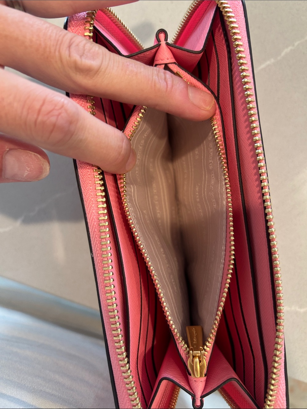 kate spade Pink Saffiano Zip-Around Wallet with Gold Logo - Picture 5 of 5